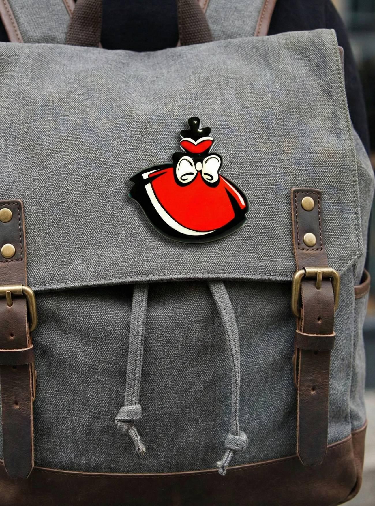 Брошка жіноча червона сукня дерево ручний розпис Брошка жіноча червона сукня дерево ручний розпис