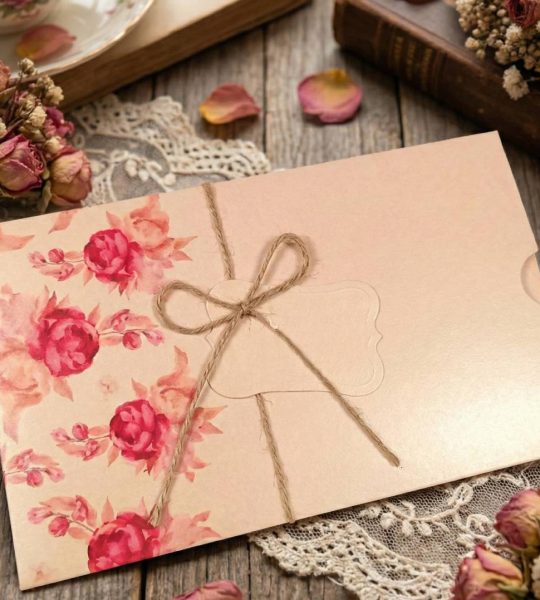 Жіноча листівка конверт для грошей рожеві квіти піони