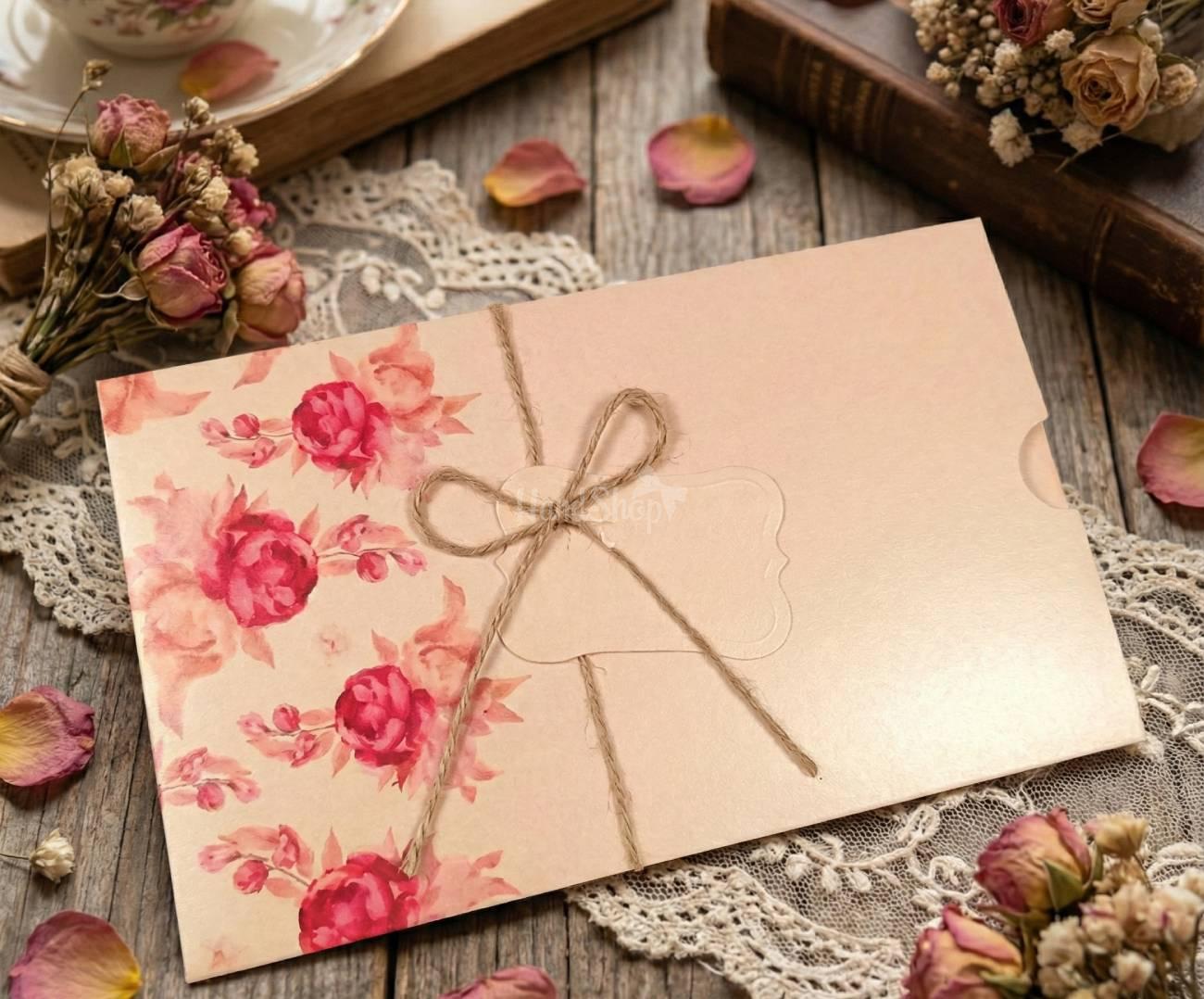 Жіноча листівка конверт для грошей рожеві квіти піони Жіноча листівка конверт для грошей рожеві квіти піони