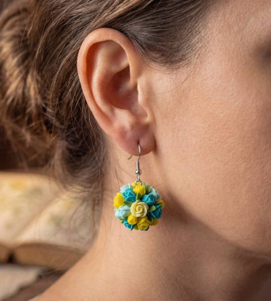 Сережки з полімерної глини маленькі троянди Ukraine