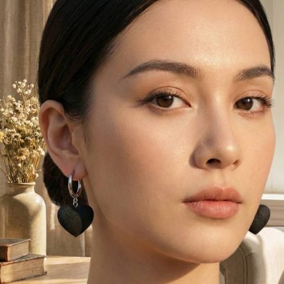 Стильні жіночі сережки чорні сердечка полімерна глина