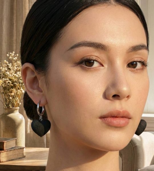 Стильні жіночі сережки чорні сердечка полімерна глина