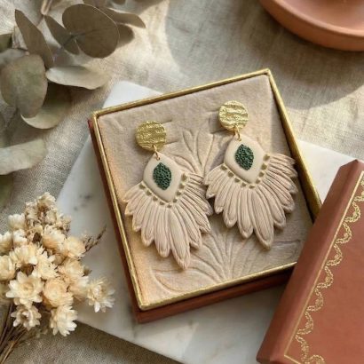 Авторські жіночі сережки з полімерної глини в стилі бохо