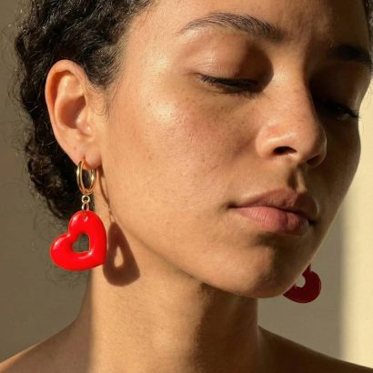 Авторські сережки червоні сердечка полімерна глина
