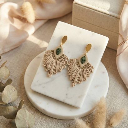 Жіночі сережки з полімерної глини в стилі бохо