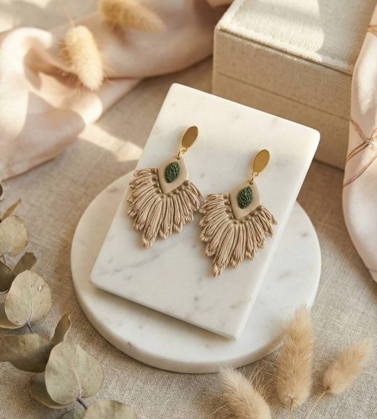 Жіночі сережки з полімерної глини в стилі бохо