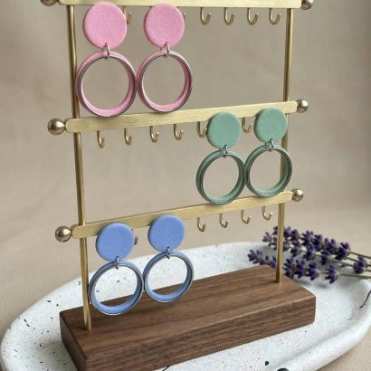 Літні жіночі геометричні круглі сережки глина (на вибір!)