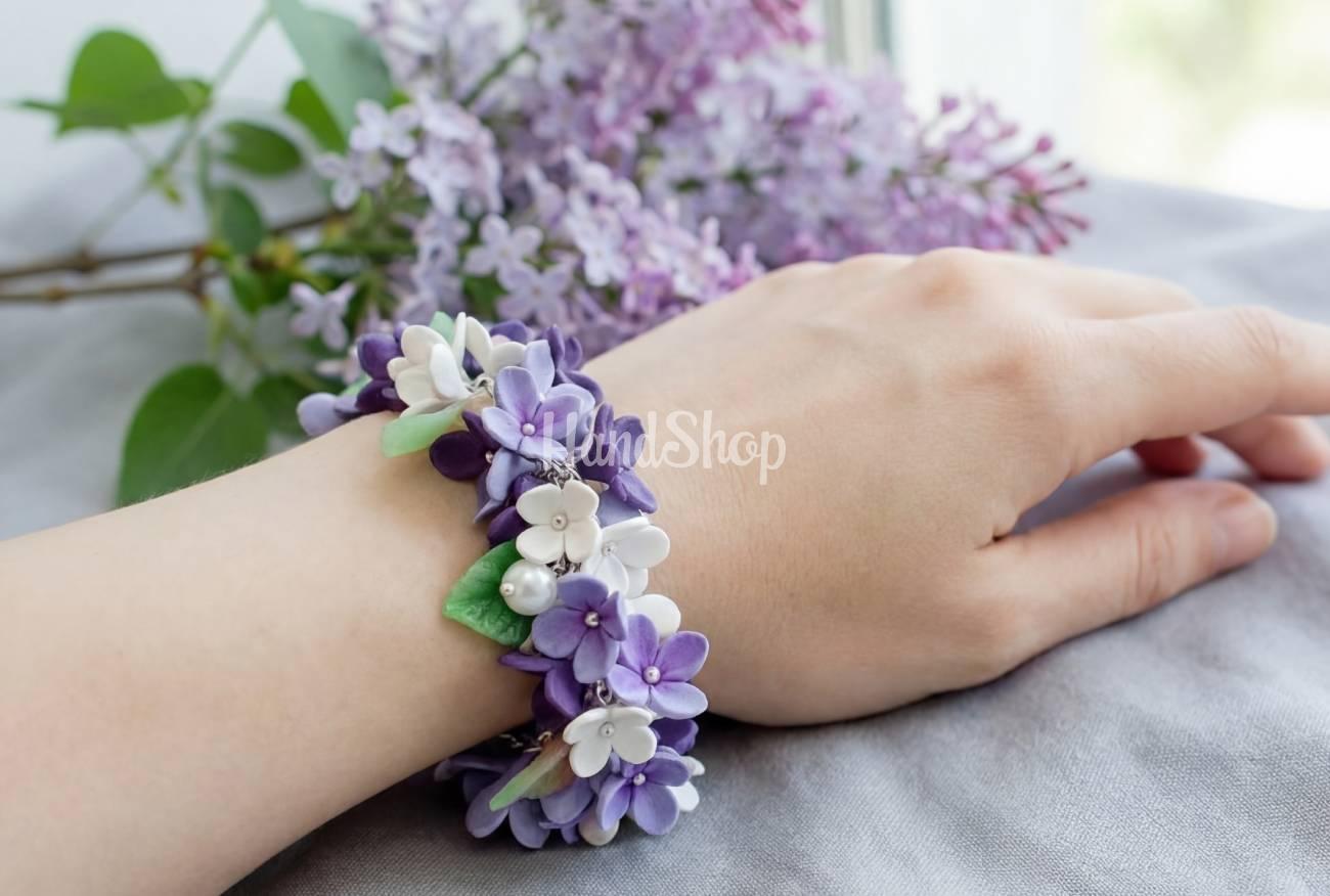 Квітковий жіночий браслет із глини своїми руками бузок Квітковий жіночий браслет із глини своїми руками бузок