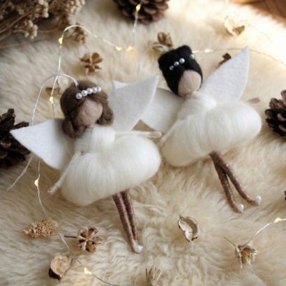 Лялька з вовни в білій сукні ангел фея балерина (на вибір!)