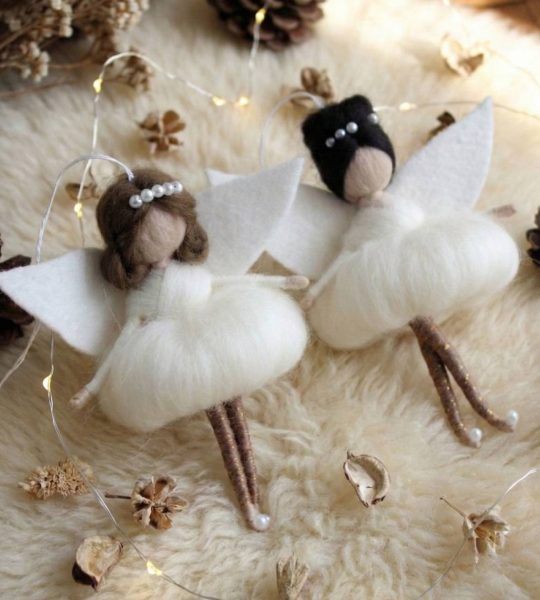 Лялька з вовни в білій сукні ангел фея балерина (на вибір!)