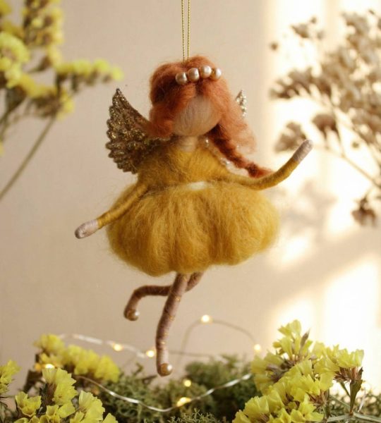 Авторська руда лялька ангел з крилами підвіска сувенір
