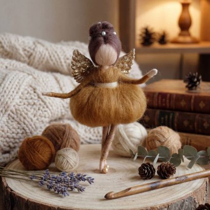 Дитяча міні лялька ангел з крилами в сукні сувенір підвіска