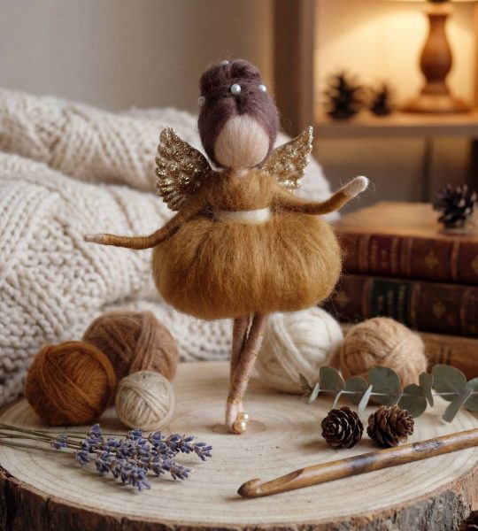 Дитяча міні лялька ангел з крилами в сукні сувенір підвіска