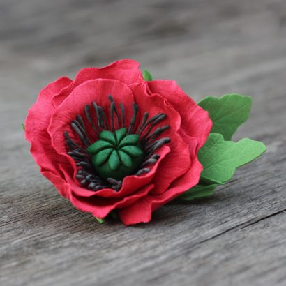 Зажим/брошка цветы из фоамирана красные маки
