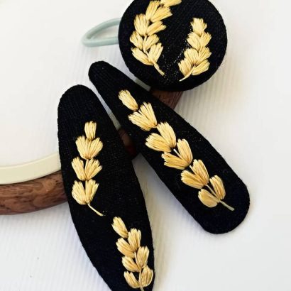 Заколки 2 шт та резинки 1 шт українські колоски вишивка