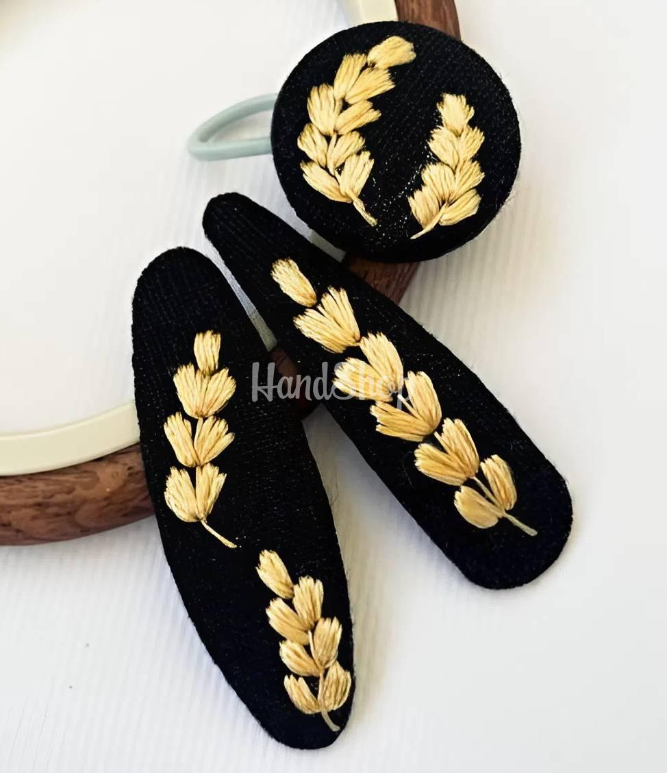 Заколки 2 шт та резинки 1 шт українські колоски вишивка Заколки 2 шт та резинки 1 шт українські колоски вишивка